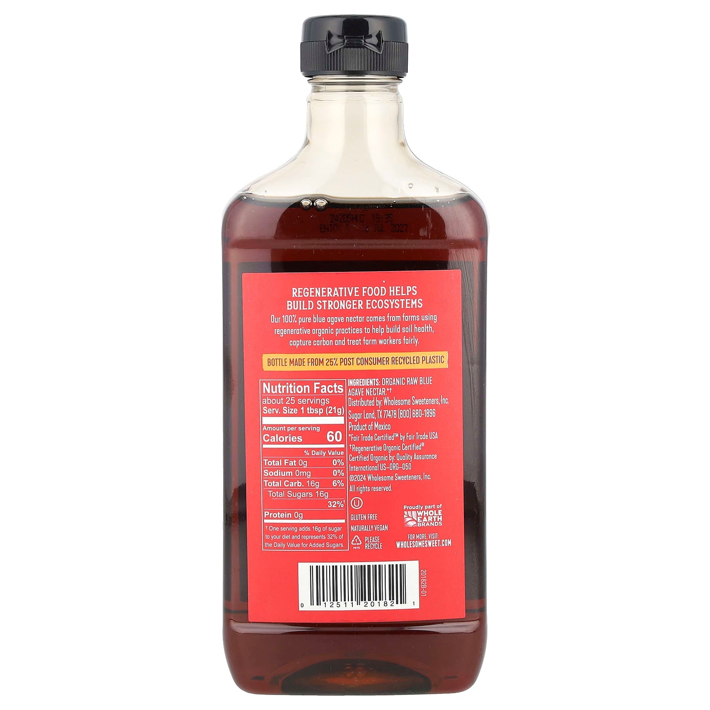 Wholesome Sweeteners, Organic Raw Blue Agave Nectar, 18.5 oz (525 g) - Image 2