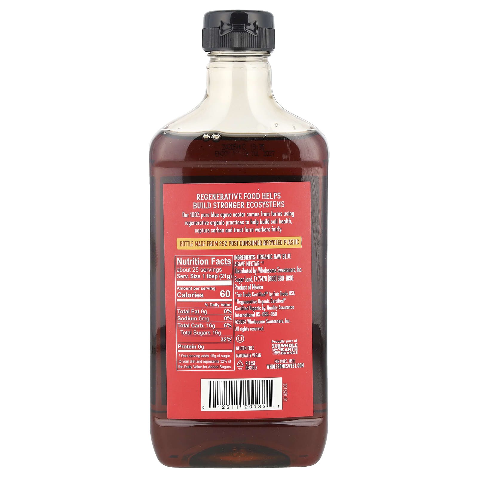 Wholesome Sweeteners, Organic Raw Blue Agave Nectar, 18.5 oz (525 g) - Image 2