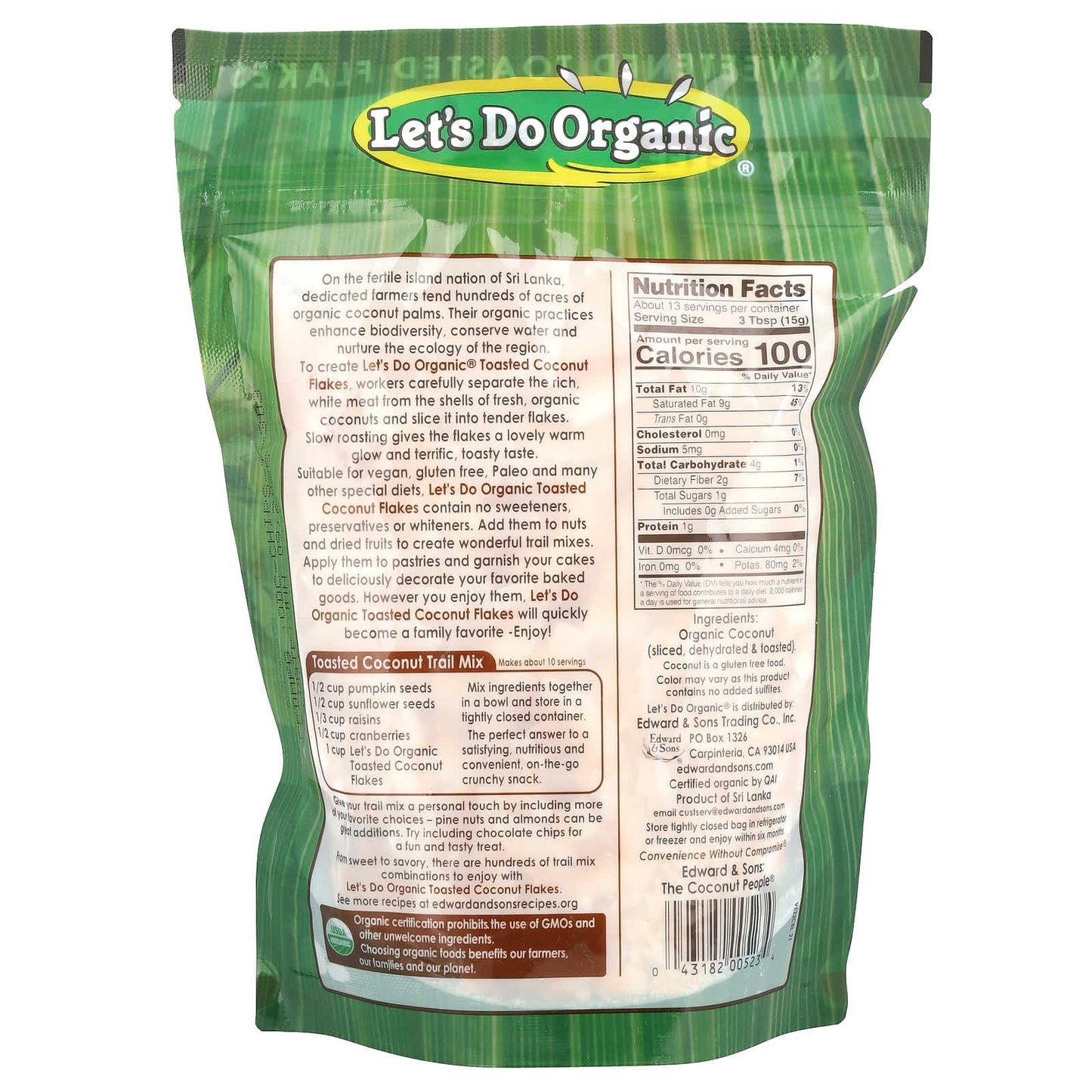 100% Organic Unsweetened Toasted Coconut Flakes by Edward & Sons - Image 2