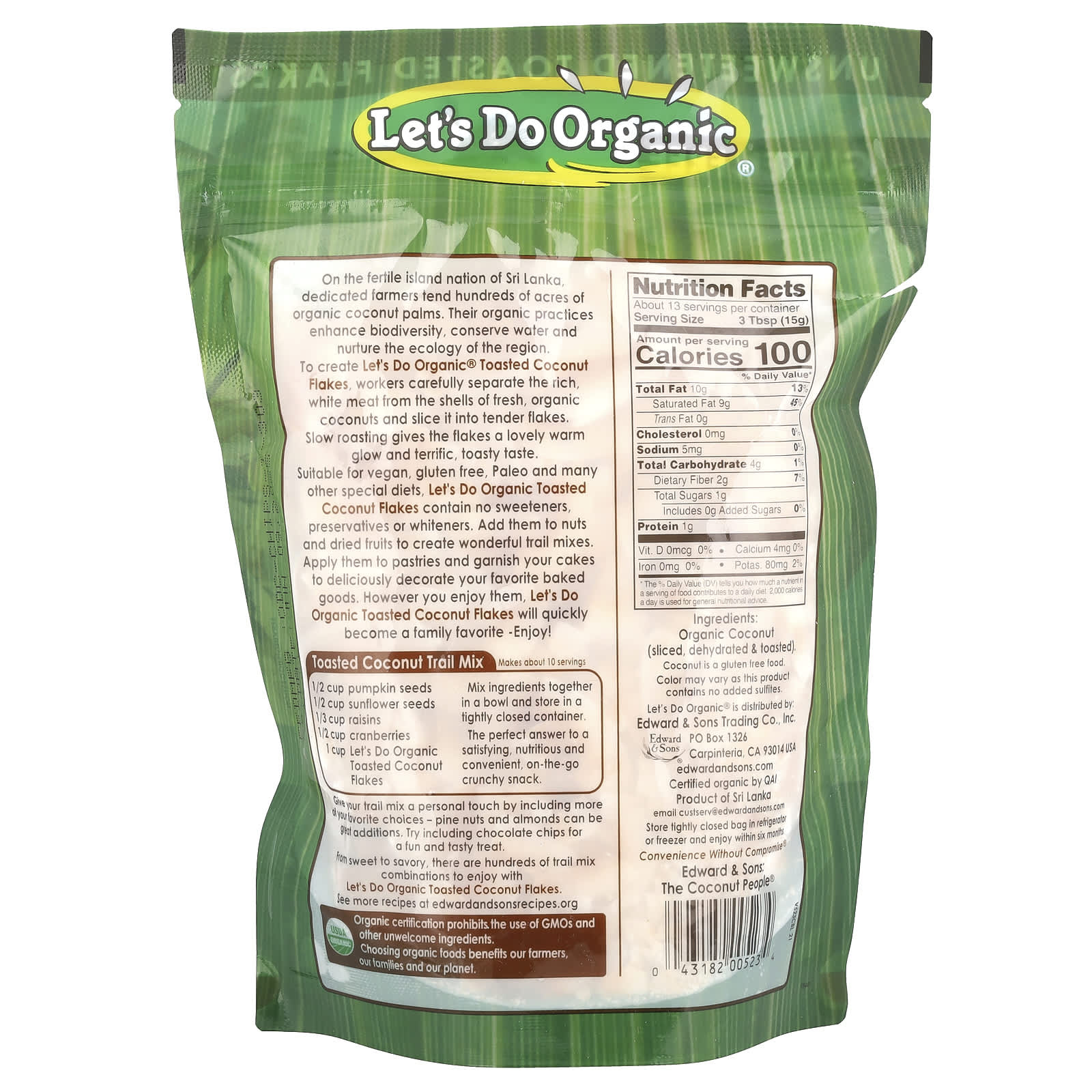 100% Organic Unsweetened Toasted Coconut Flakes by Edward & Sons - Image 2