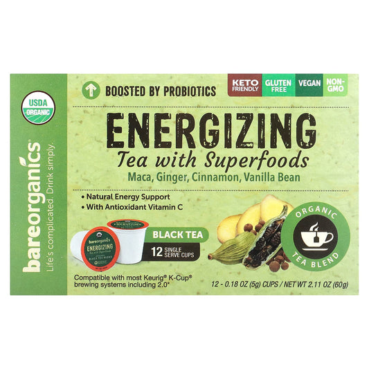 BareOrganics USDA Organic Energizing Tea with Superfoods, Keto and Vegan Friendly - Image 1
