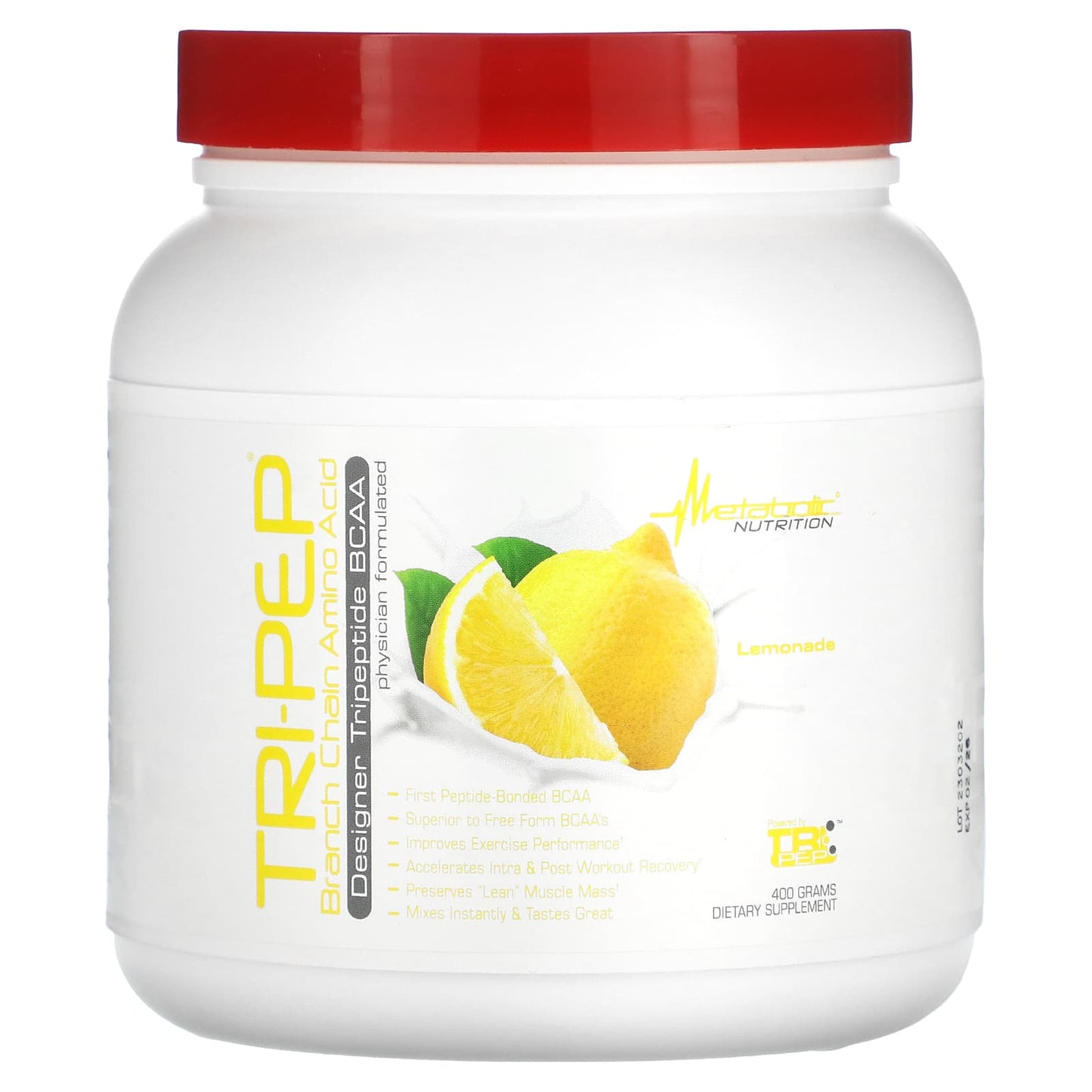 Metabolic Nutrition, Tri-Pep, Branch Chain Amino Acid, Lemonade, 14.1 oz (400 g) - Image 1