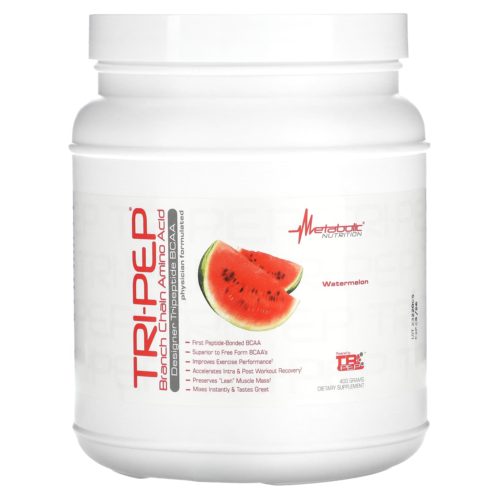 Metabolic Nutrition, Tri-Pep, Branch Chain Amino Acid, Watermelon, 14.1 oz, (400 g) - Image 1