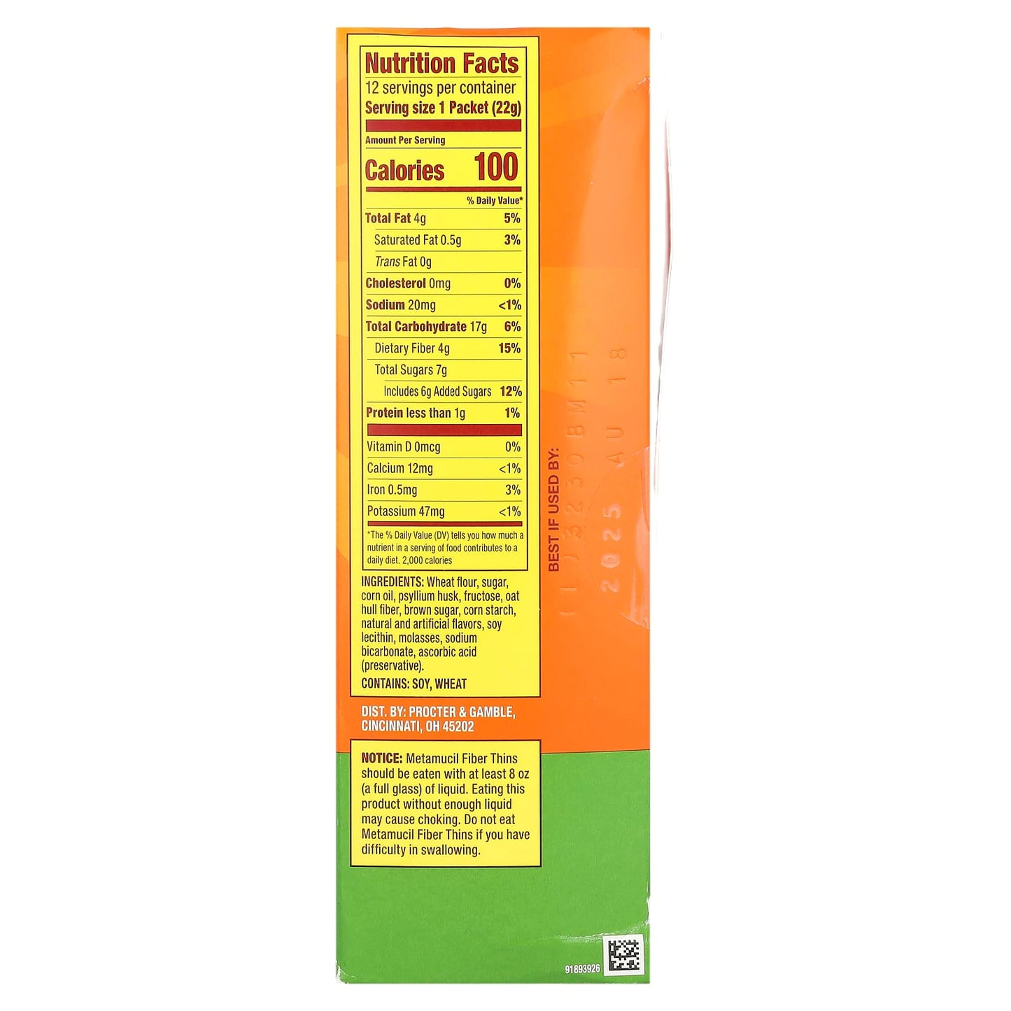 Metamucil, Fiber Thins, Apple Crisp, 12 Packets, 0.77 oz (22 g) Each - Image 2