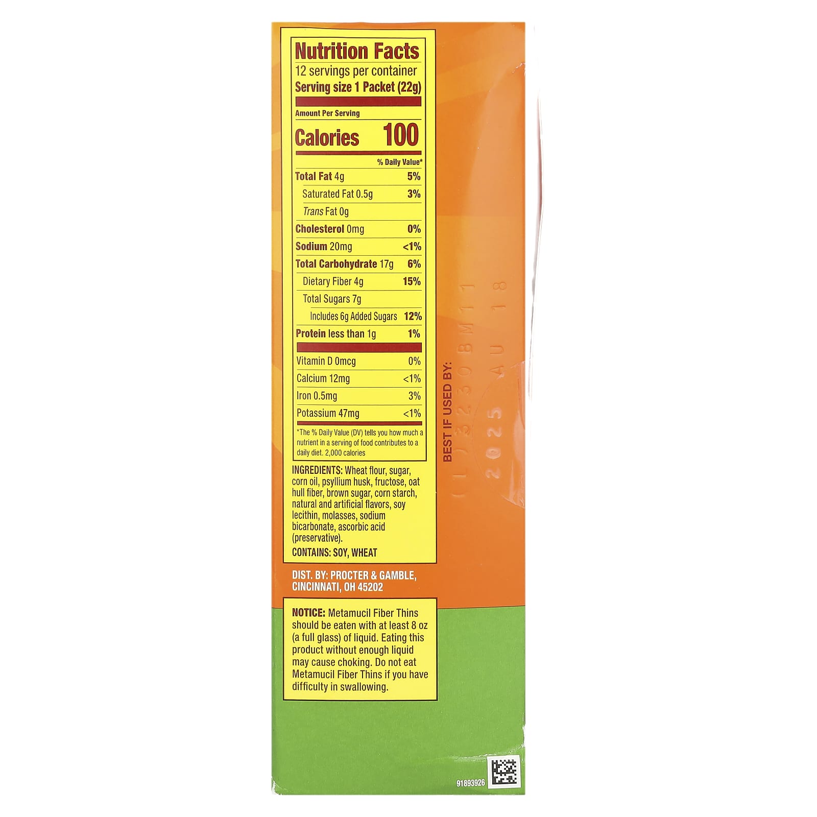 Metamucil, Fiber Thins, Apple Crisp, 12 Packets, 0.77 oz (22 g) Each - Image 2