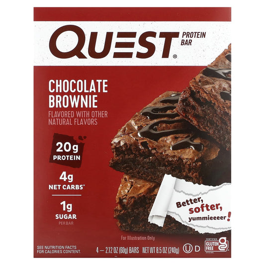 Quest Nutrition, Protein Bar, Chocolate Brownie, 4 Bars, 2.12 oz (60 g) Each - Image 1