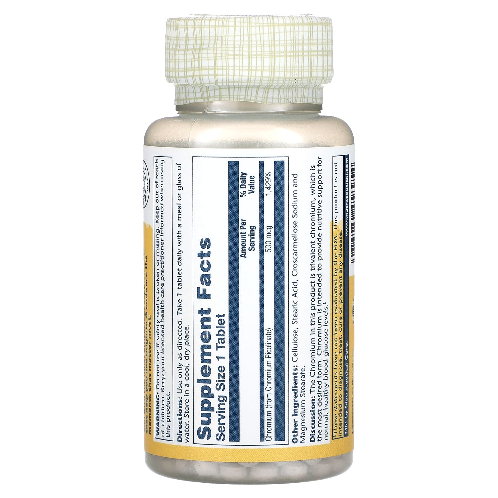 Solaray, Chromium Picolinate, 500 mcg, 60 Tablets - Image 2