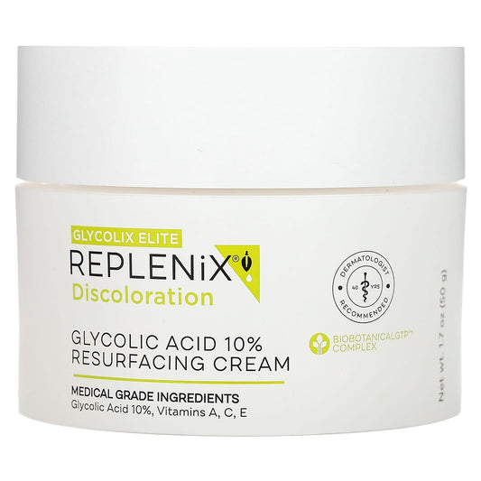Replenix, Discoloration, Glycolic Acid 10% Resurfacing Cream, Fragrance Free, 1.7 oz (50 g) - Image 1