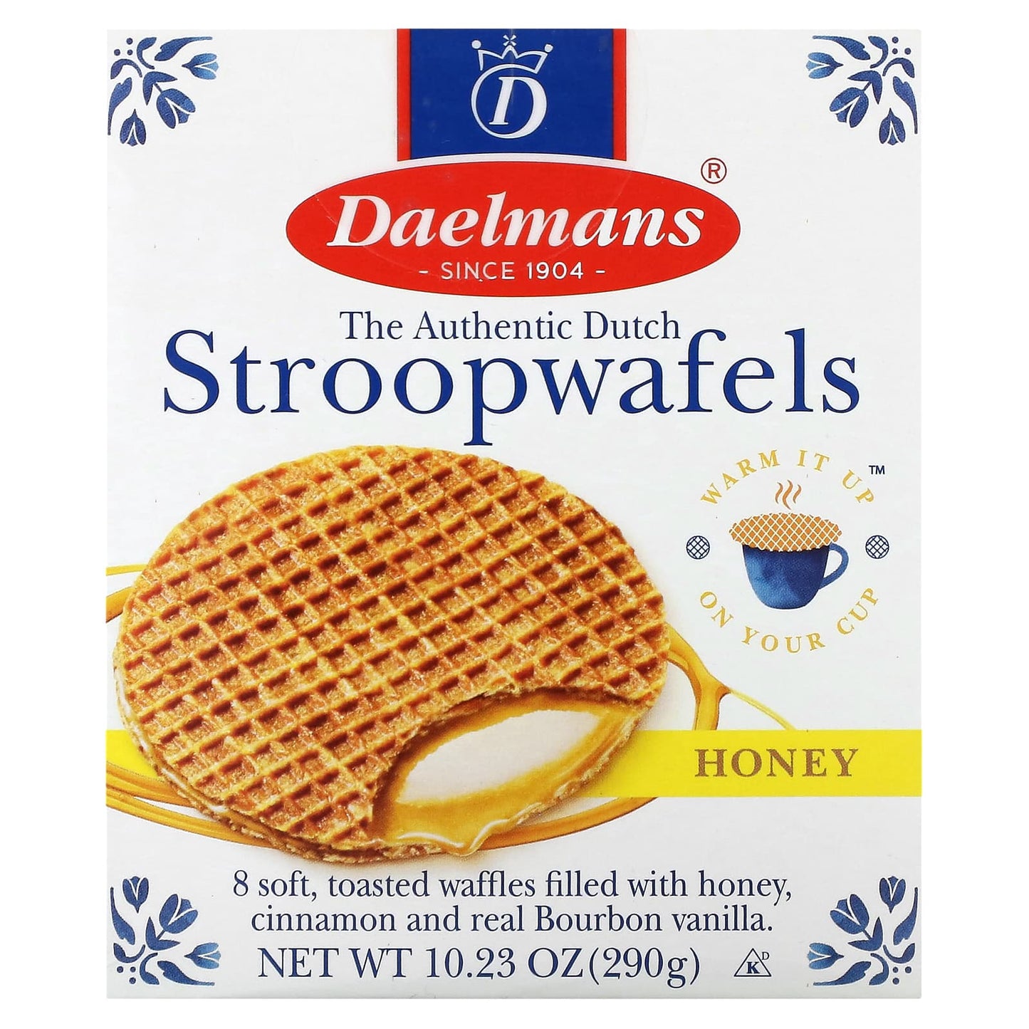 Authentic Dutch Stroopwafels with Honey, 8-Waffle Pack, 10.23 oz (290g) - Image 1