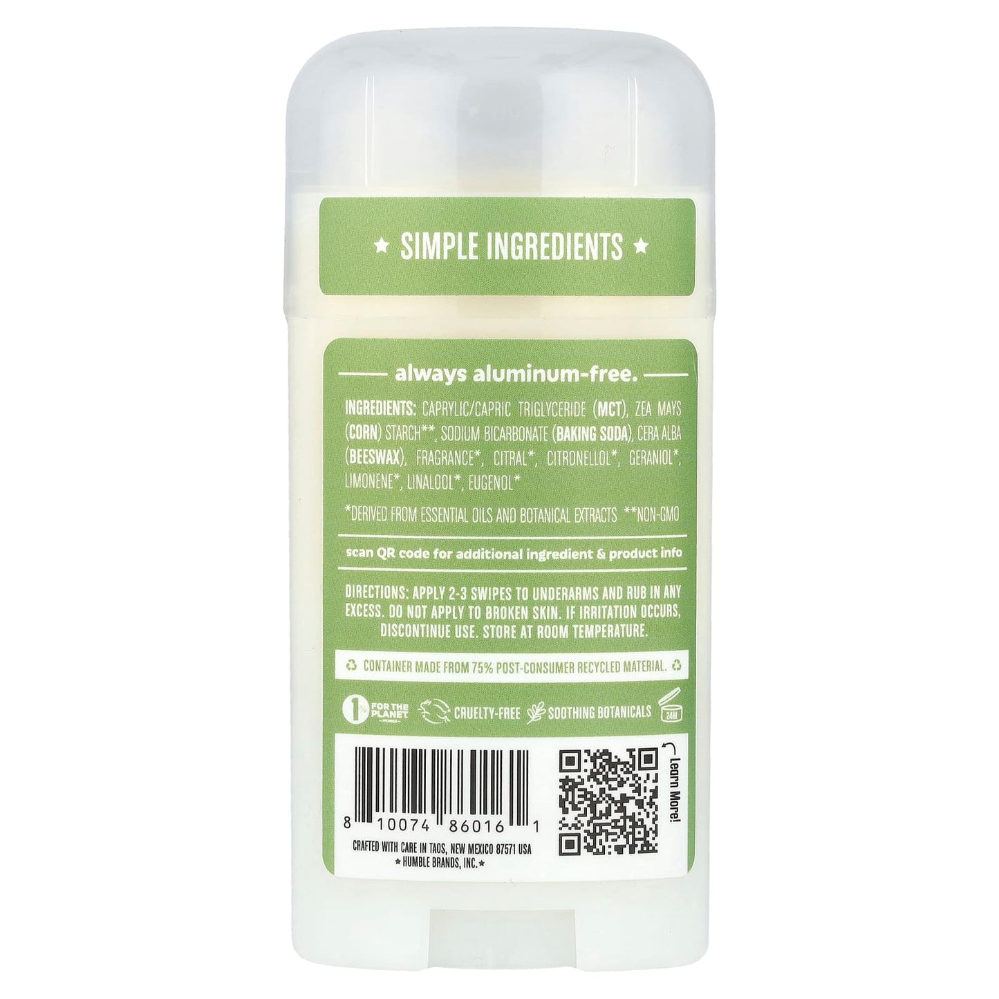 Humble Brands Aluminum-Free Lemongrass & Sage Deodorant, 2.5 oz - Image 2