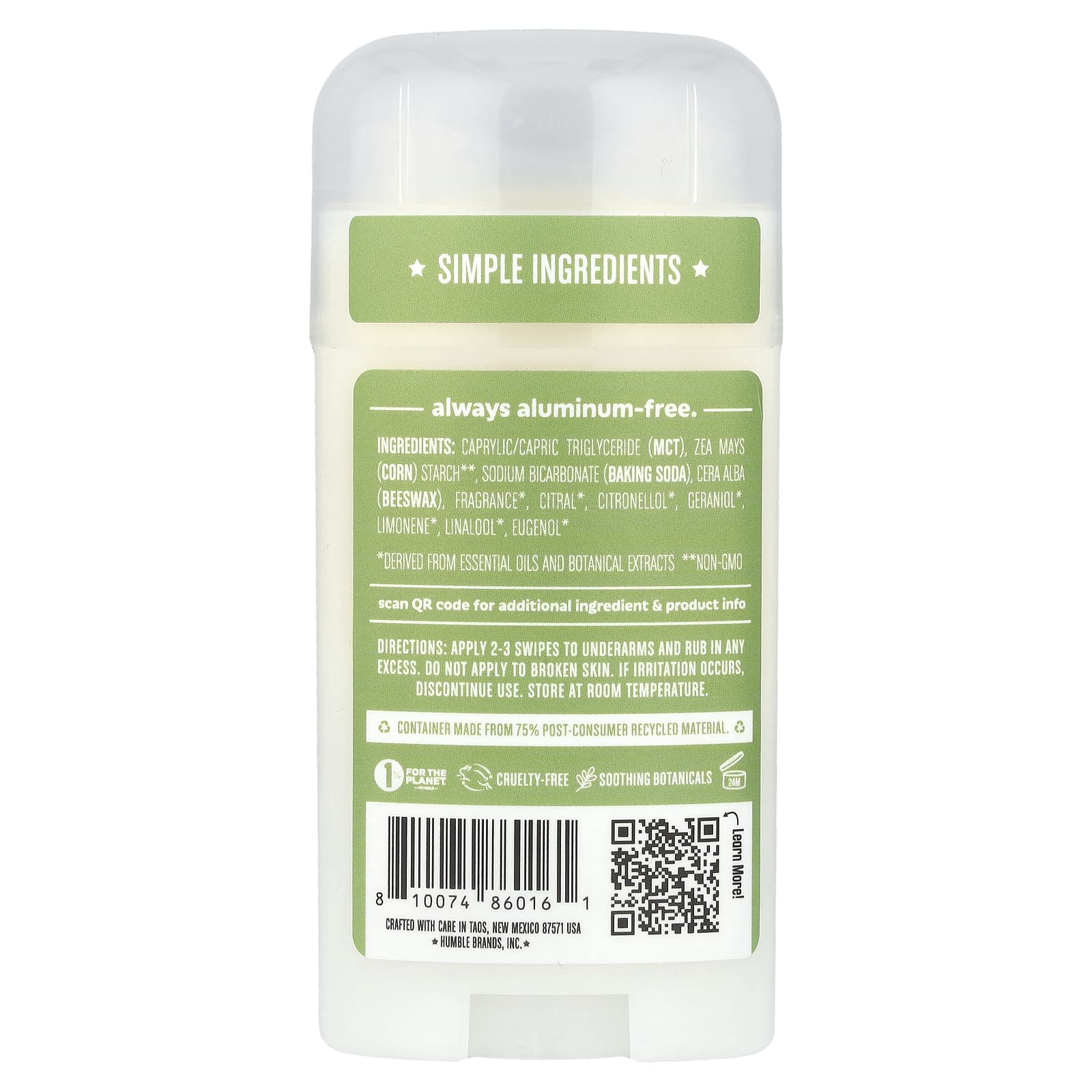 Humble Brands Aluminum-Free Lemongrass & Sage Deodorant, 2.5 oz - Image 2