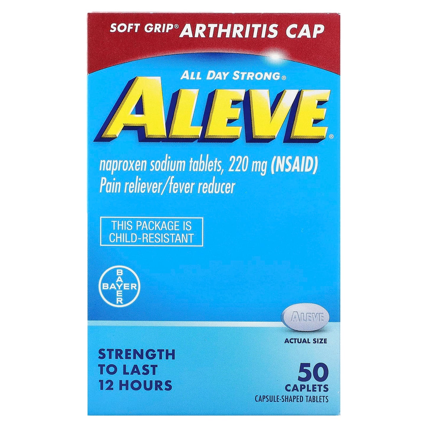 Aleve 220mg Naproxen Sodium Tablets for All-Day Pain Relief - Image 1