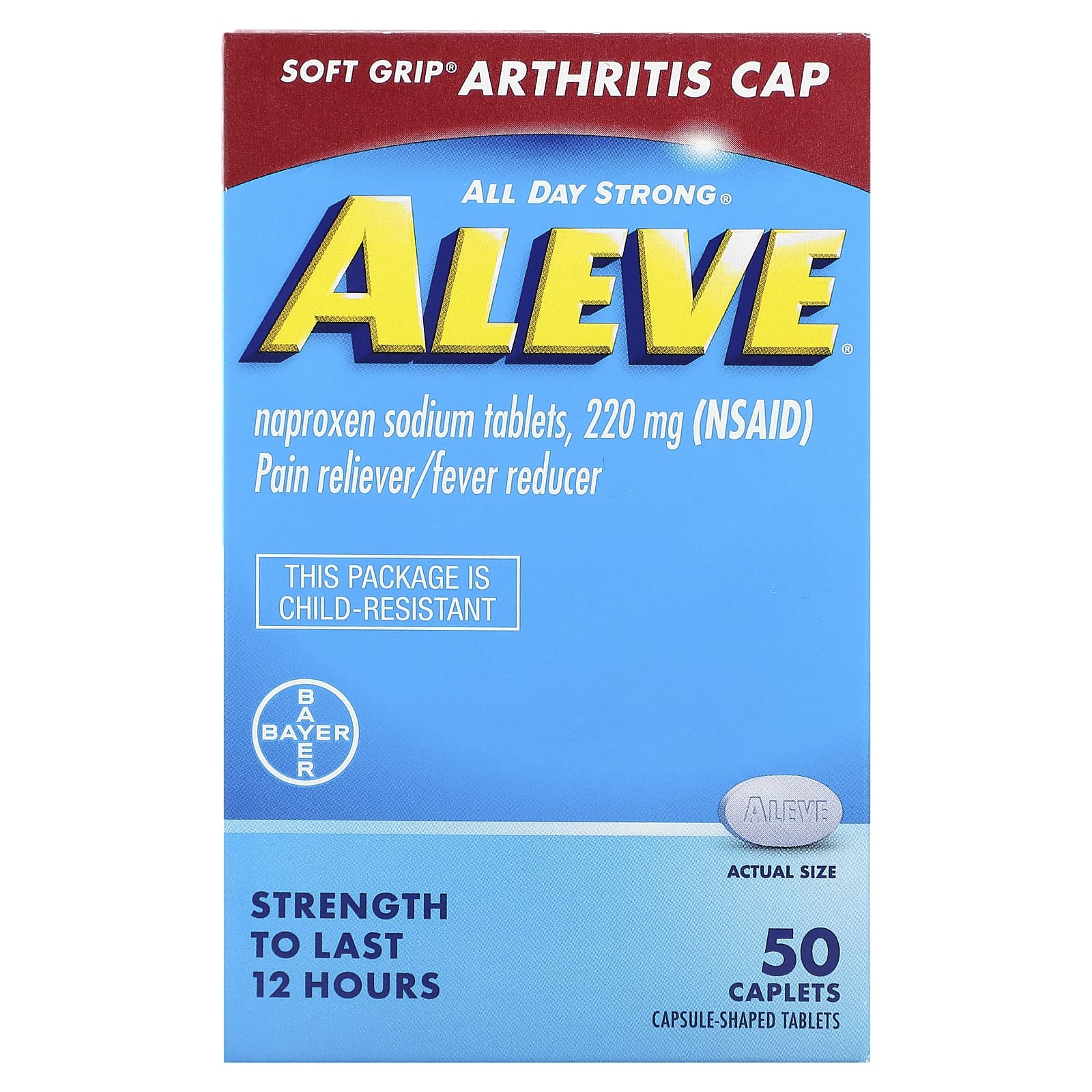 Aleve 220mg Naproxen Sodium Tablets for All-Day Pain Relief - Image 1