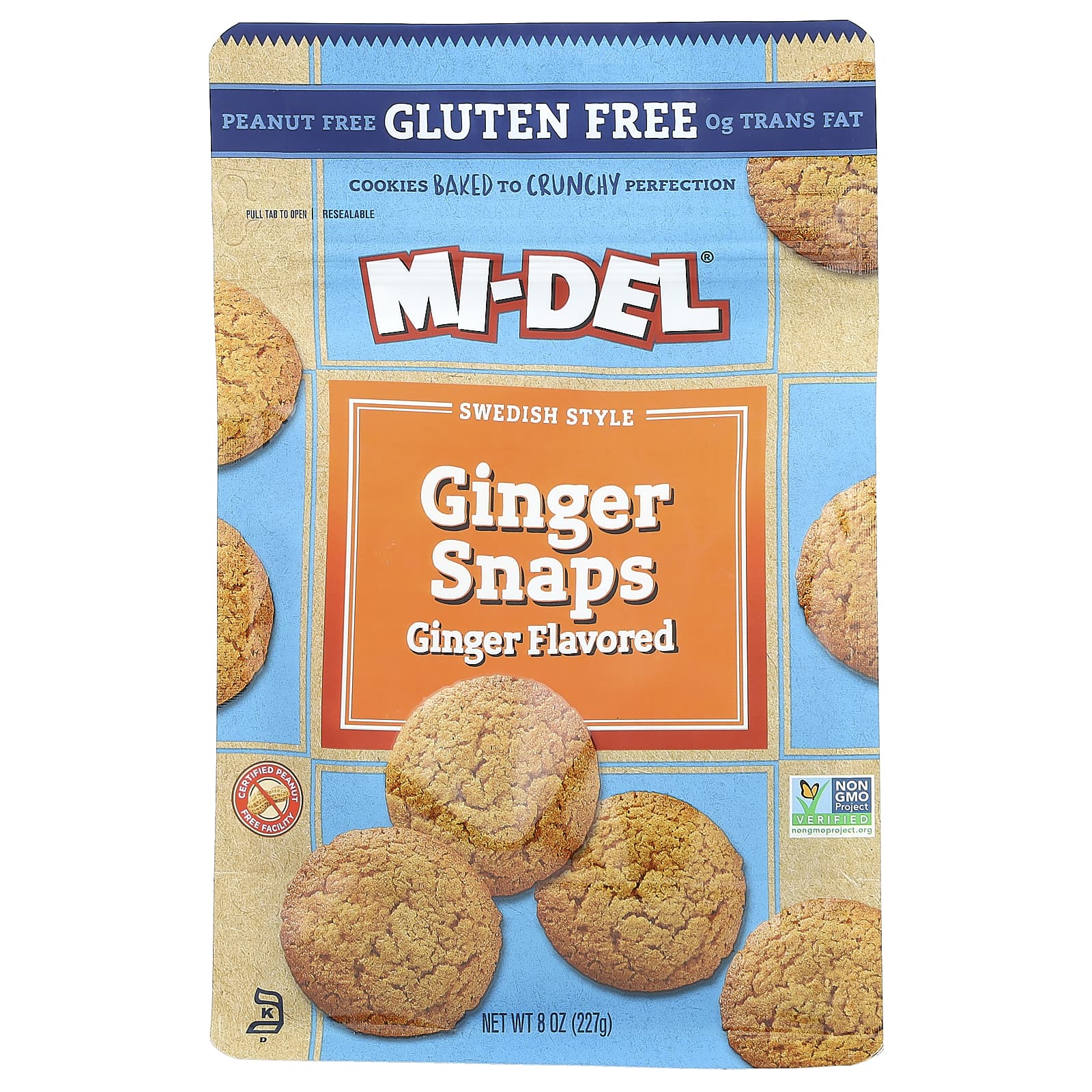 Mi-Del Cookies, Swedish Style Ginger Snaps, Ginger , 8 oz (227 g) - Image 1
