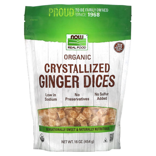 NOW Foods, Real Food, Organic Crystallized Ginger Dices, 16 oz (454 g) - Image 1