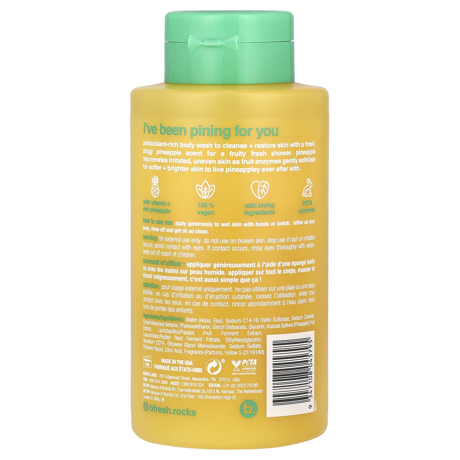 Pineapple Body Wash by b.fresh | Soothing & Revitalizing Shower Experience - Image 2