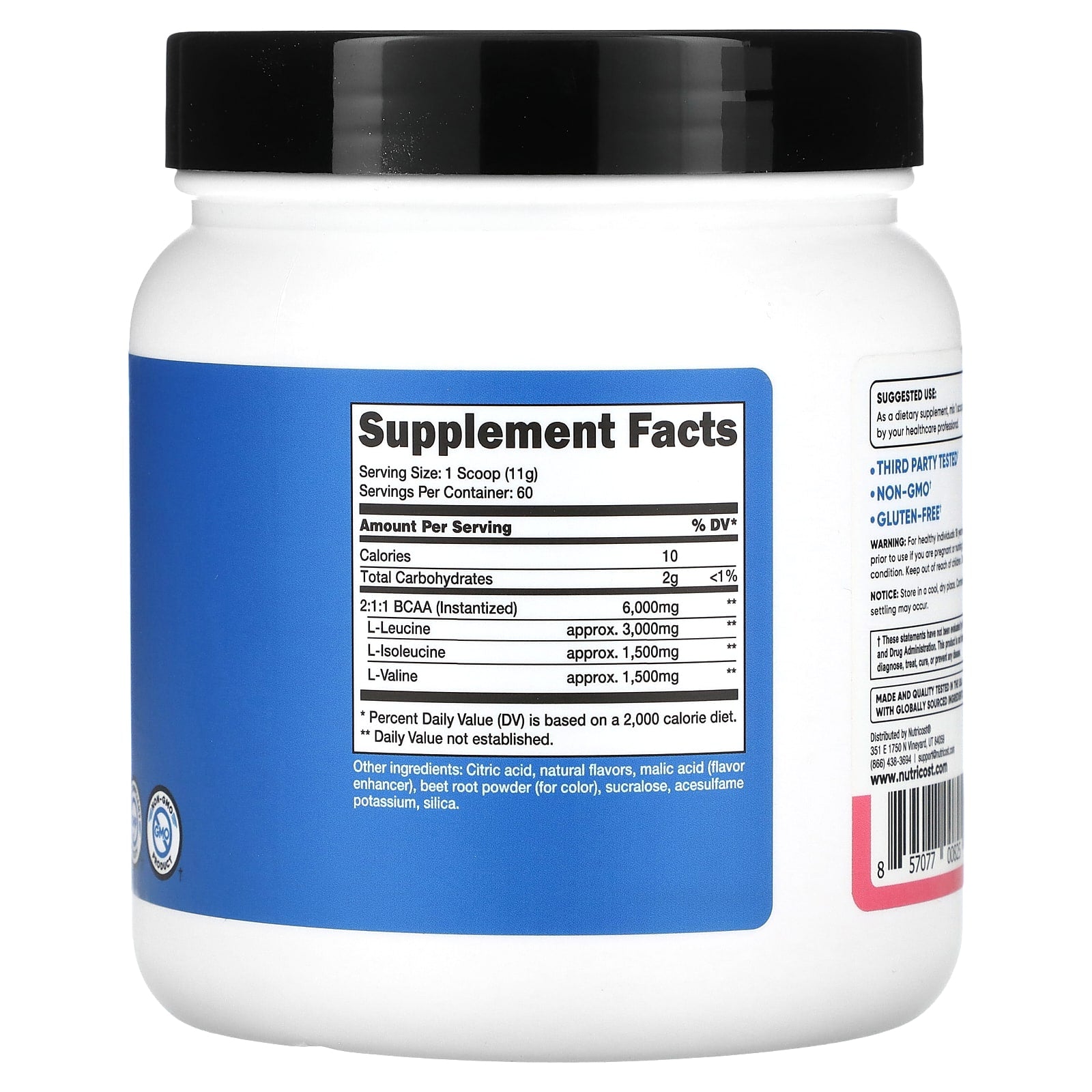 Nutricost, Performance, BCAA, Raspberry Lemonade, 1.5 lb (660 g) - Image 2