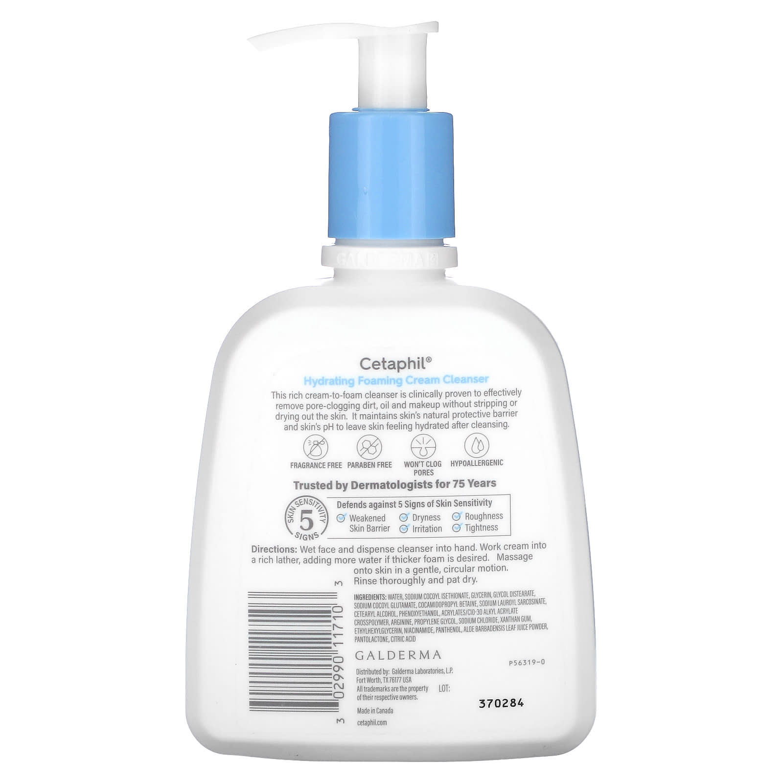 Cetaphil Hydrating Foaming Cream Cleanser for Sensitive Skin, 8 fl oz - Image 2