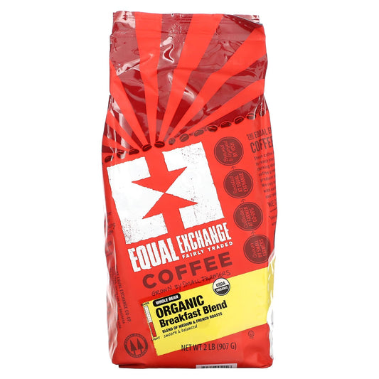 Fair Trade Organic Coffee, Breakfast Blend, 2 lb Whole Bean - Image 1