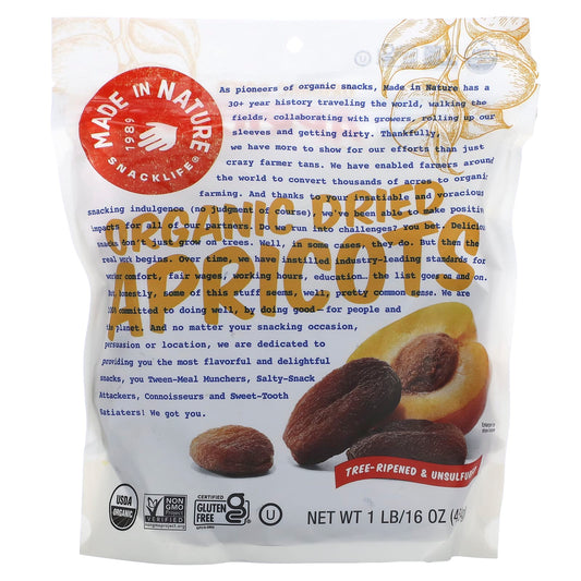 Made in Nature, Organic Dried Apricots, Tree-Ripened & Unsulfured, 1 lb (454 g) - Image 1