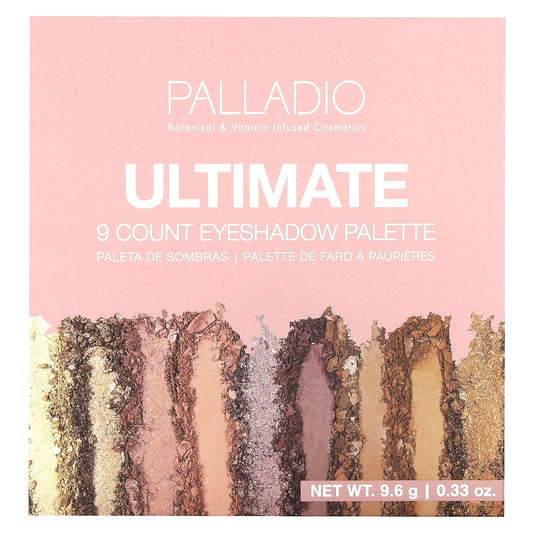 Palladio, Ultimate 9 Count Eyeshadow Palette, Rosey Nudes, 0.33 oz (9.6 g) - Image 1