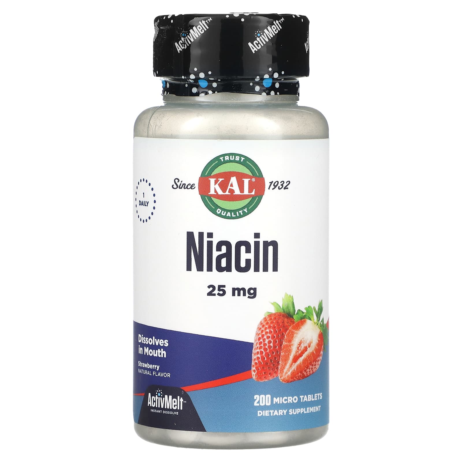 KAL Niacin Strawberry 25 mg Quick Dissolve Tablets - Image 1