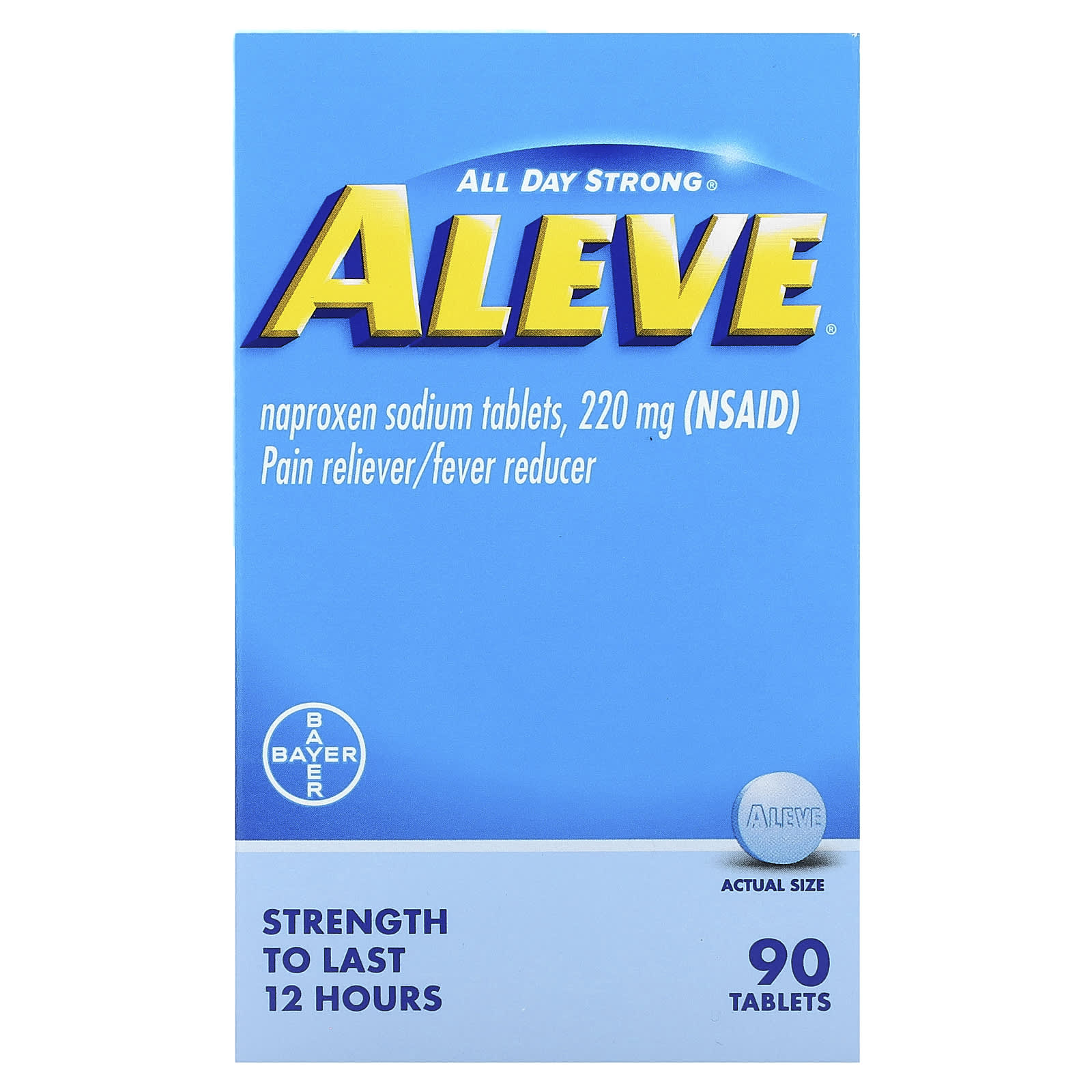 Aleve Pain Reliever & Fever Reducer, 90 Tablets, 12-Hour Relief - Image 1