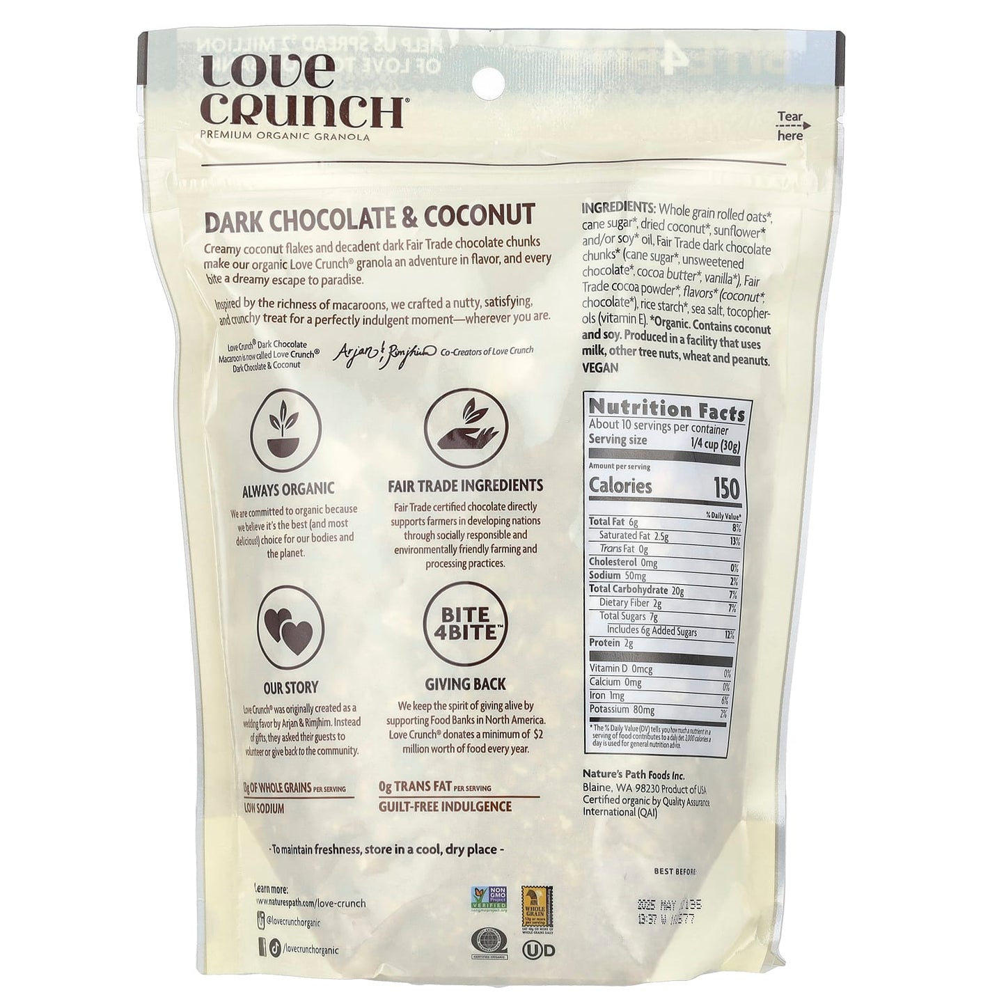 Nature's Path, Love Crunch®, Premium Organic Granola, Dark Chocolate & Coconut, 11.5 oz (325 g) - Image 2