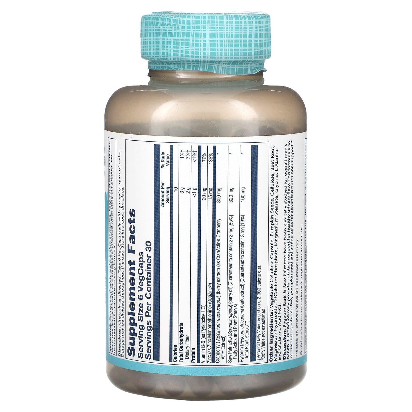 Solaray, Pygeum & Saw Palmetto with CranActin, 180 VegCaps - Image 2