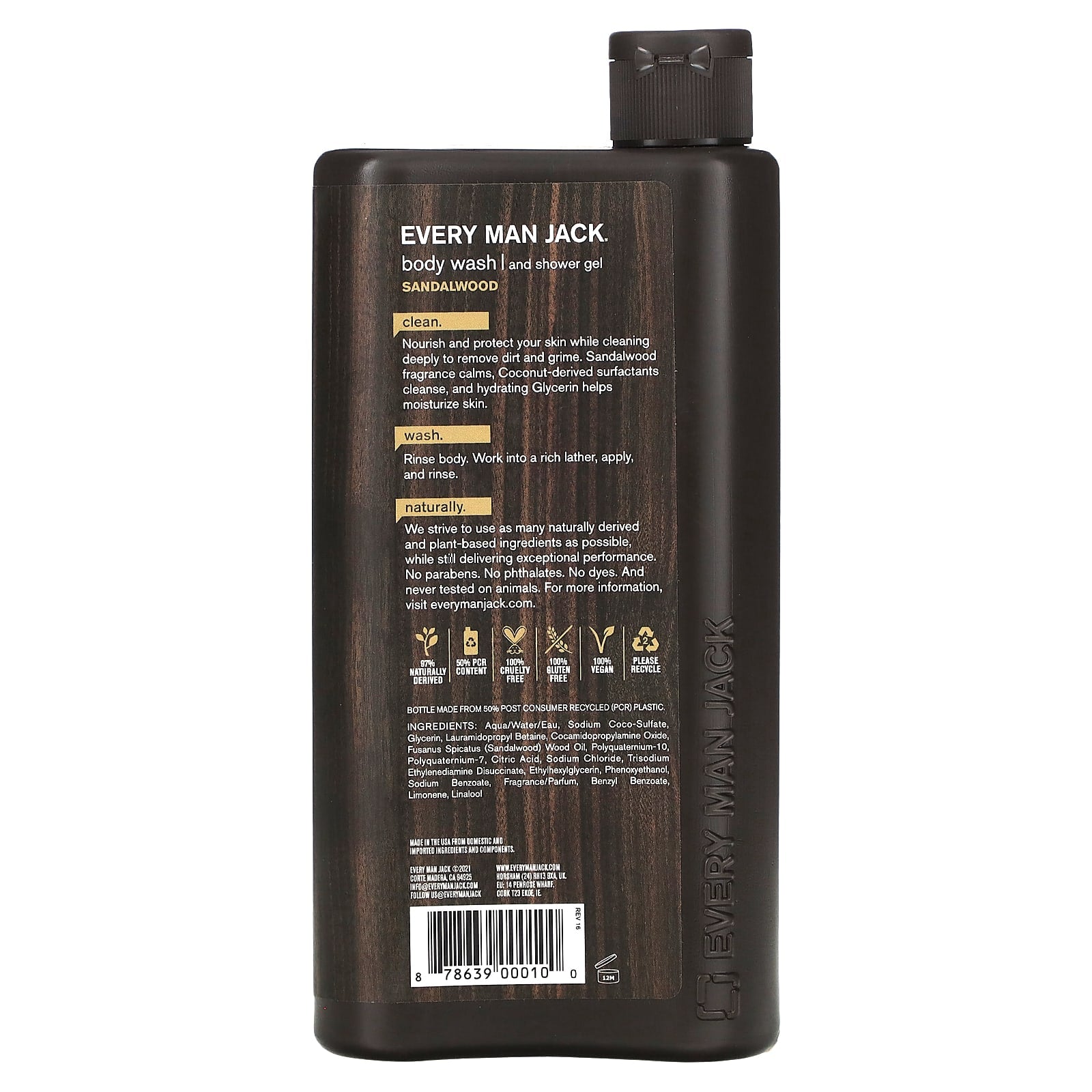 Natural Sandalwood Body Wash & Shower Gel by Every Man Jack - Image 2