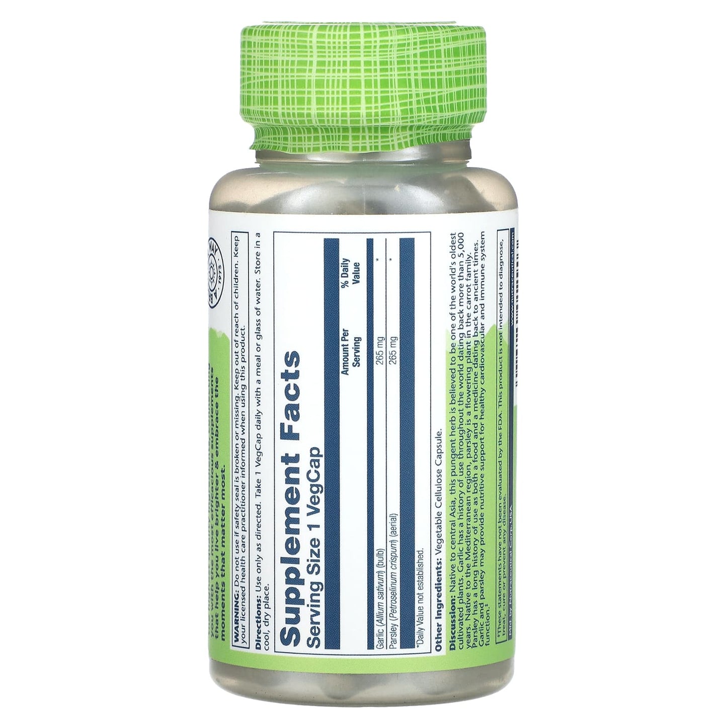 Solaray, True Herbs, Garlic Parsley, 530 mg, 100 VegCaps - Image 2