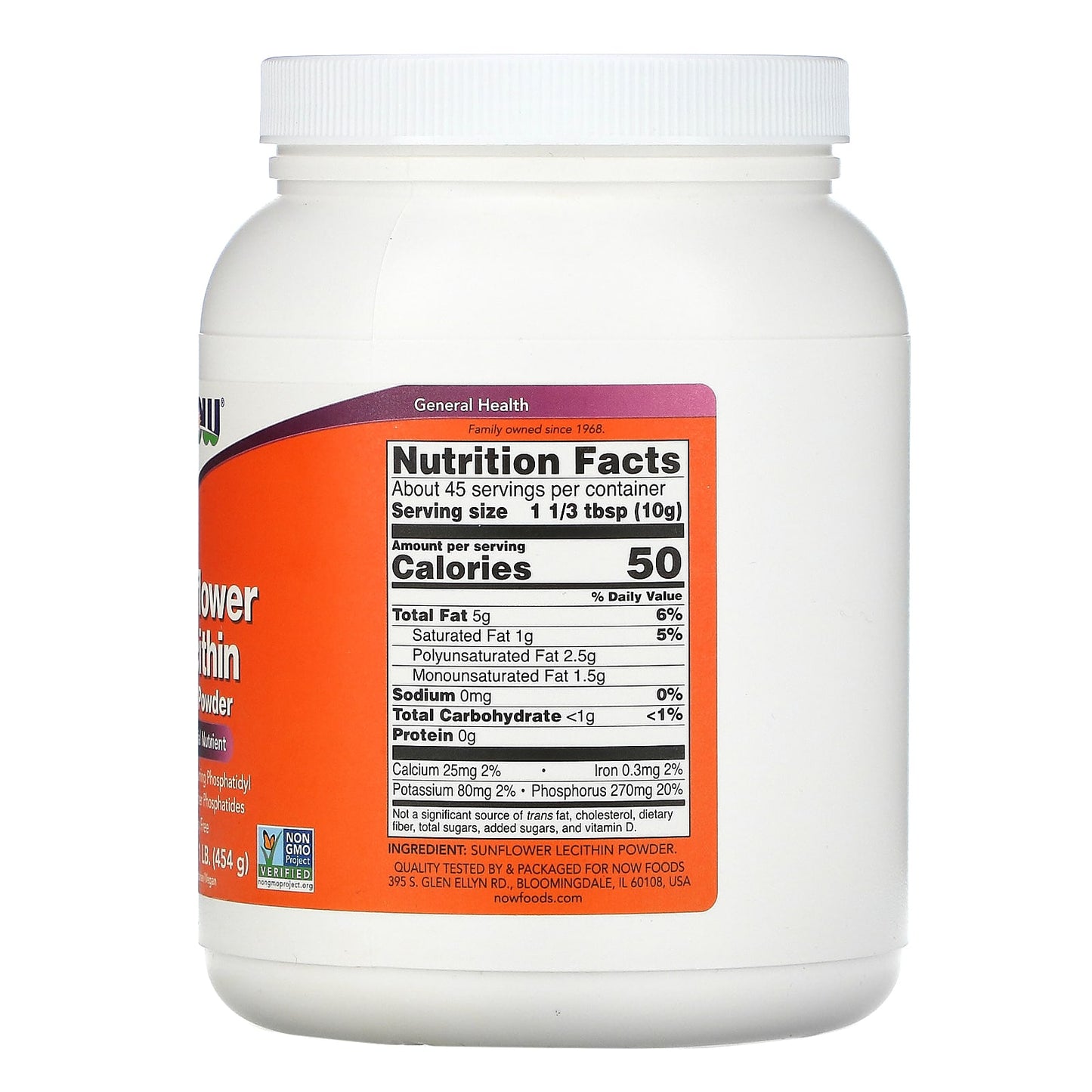 NOW Foods, Sunflower Lecithin, Pure Powder, 1 lb (454 g) - Image 2