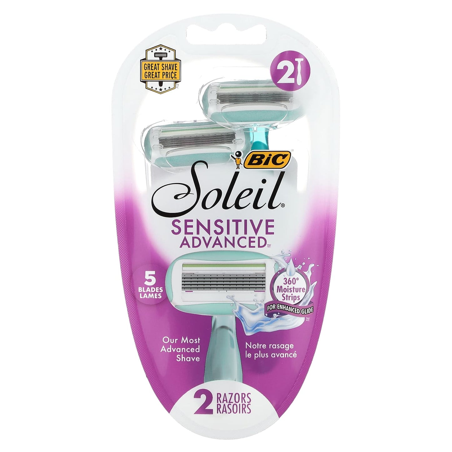BIC Soleil Sensitive Advanced 2-Pack Disposable Razors - Close Shave, Gentle on Skin - Image 1
