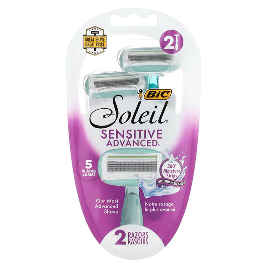 BIC Soleil Sensitive Advanced 2-Pack Disposable Razors - Close Shave, Gentle on Skin - Image 1