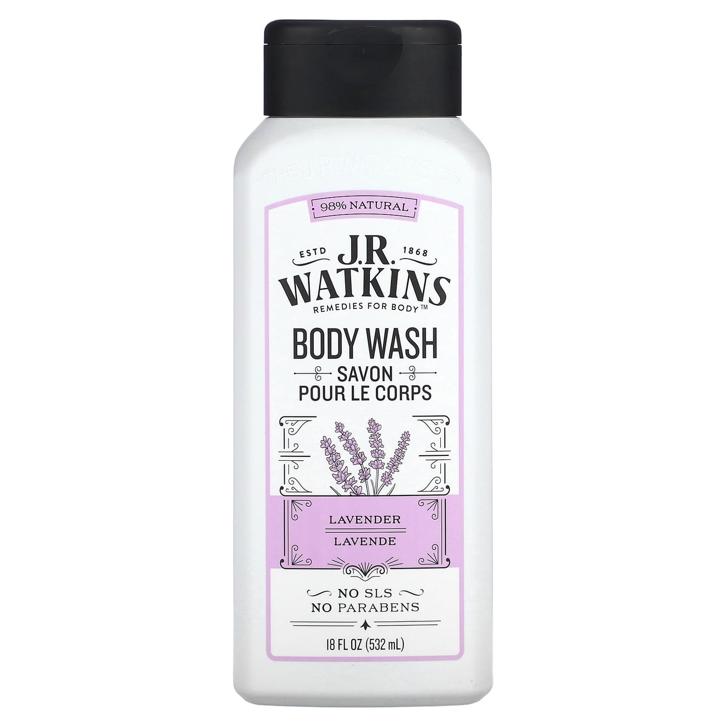 Lavender Body Wash by J.R. Watkins - 98% Natural, Cruelty-Free - Image 1