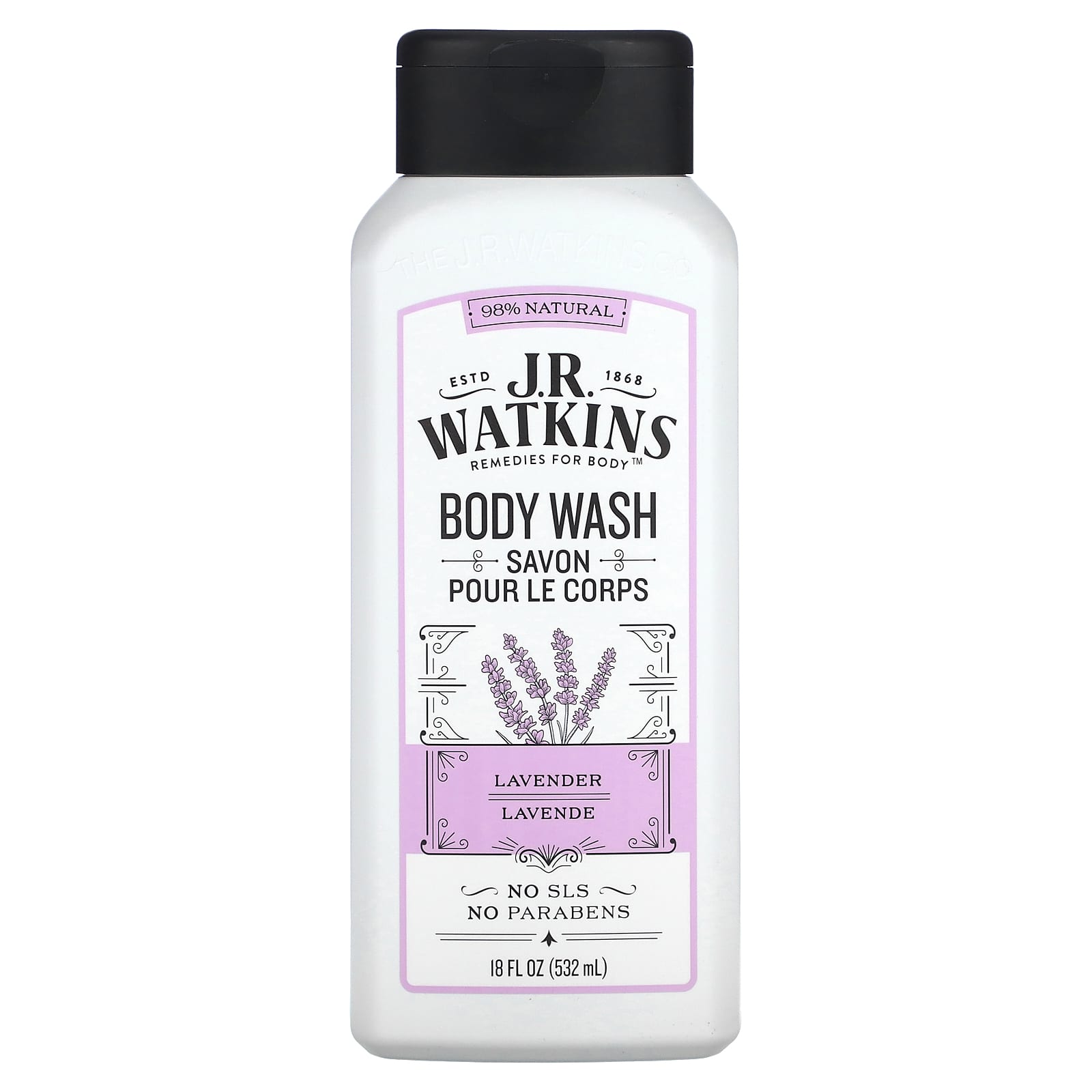 Lavender Body Wash by J.R. Watkins - 98% Natural, Cruelty-Free - Image 1