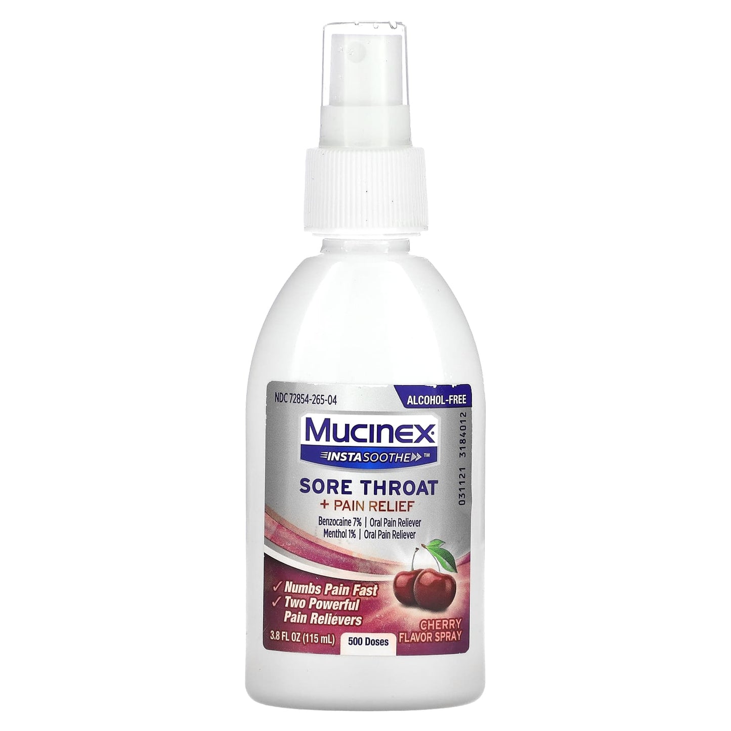 Mucinex, InstaSoothe Sore Throat + Pain Relief Spray, Cherry, 3.8 fl oz (115 ml) - Image 1