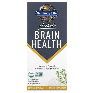 Garden of Life Brain Health Supplement with Lion's Mane, Curcumin & Huperzine A 