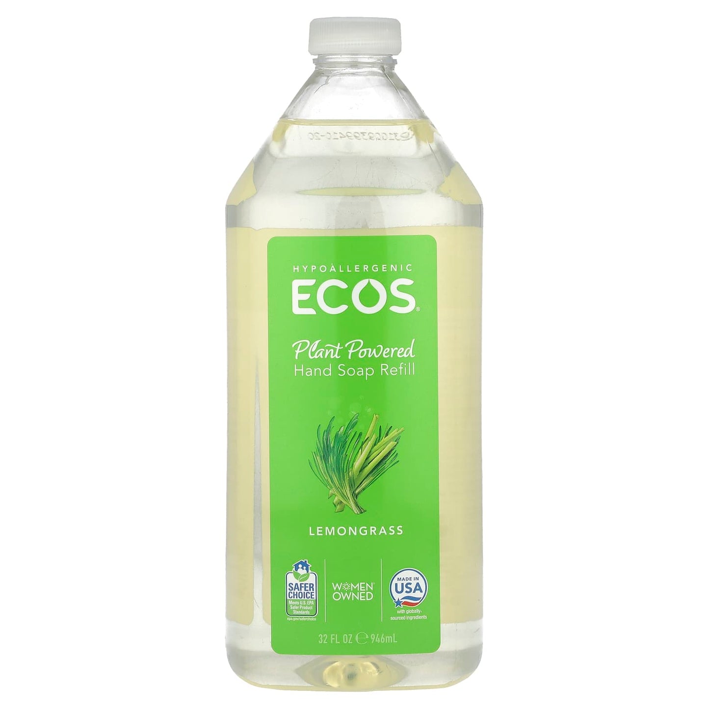 Lemongrass Plant-Powered Hand Soap Refill, Eco-Friendly & Vegan, 32 fl oz - Image 1