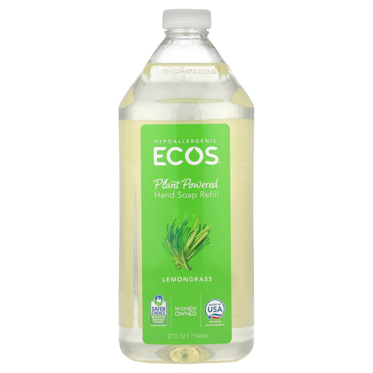 Lemongrass Plant-Powered Hand Soap Refill, Eco-Friendly & Vegan, 32 fl oz - Image 1