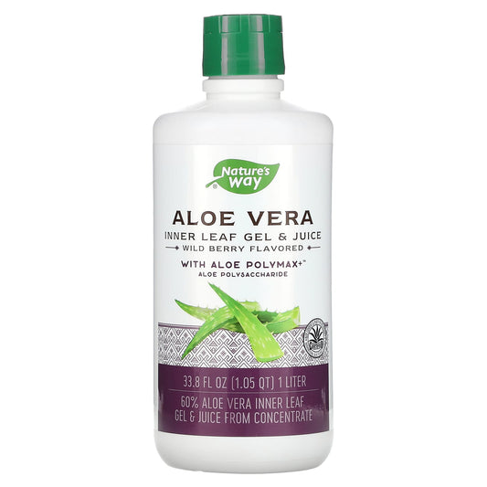 Nature's Way, Aloe Vera, Inner Leaf Gel & Juice with Aloe Polymax, Wild Berry, 33.8 fl oz (1 Liter) - Image 1
