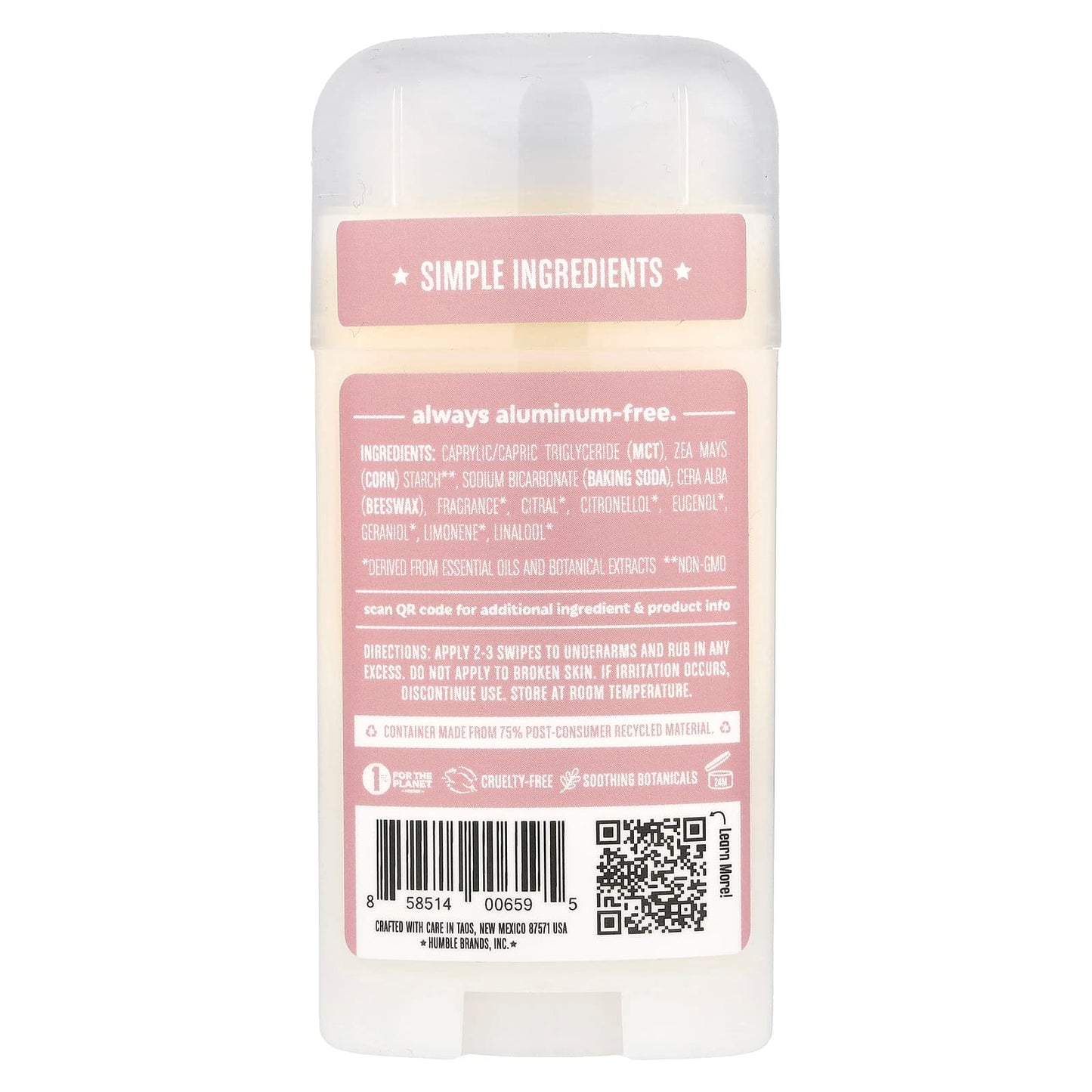 Natural Deodorant for Sensitive Skin - Moroccan Rose by Humble Brands - Image 2
