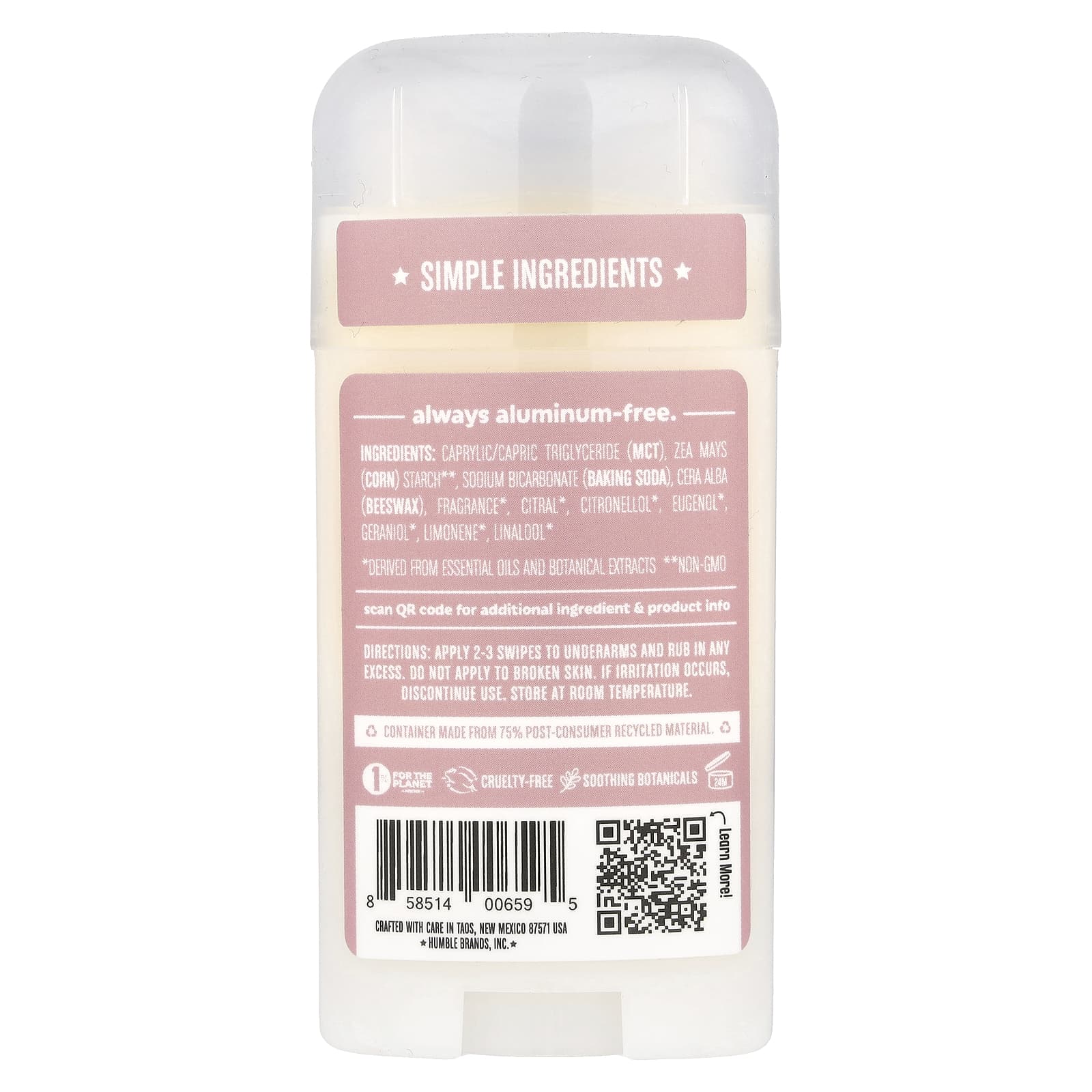 Natural Deodorant for Sensitive Skin - Moroccan Rose by Humble Brands - Image 2