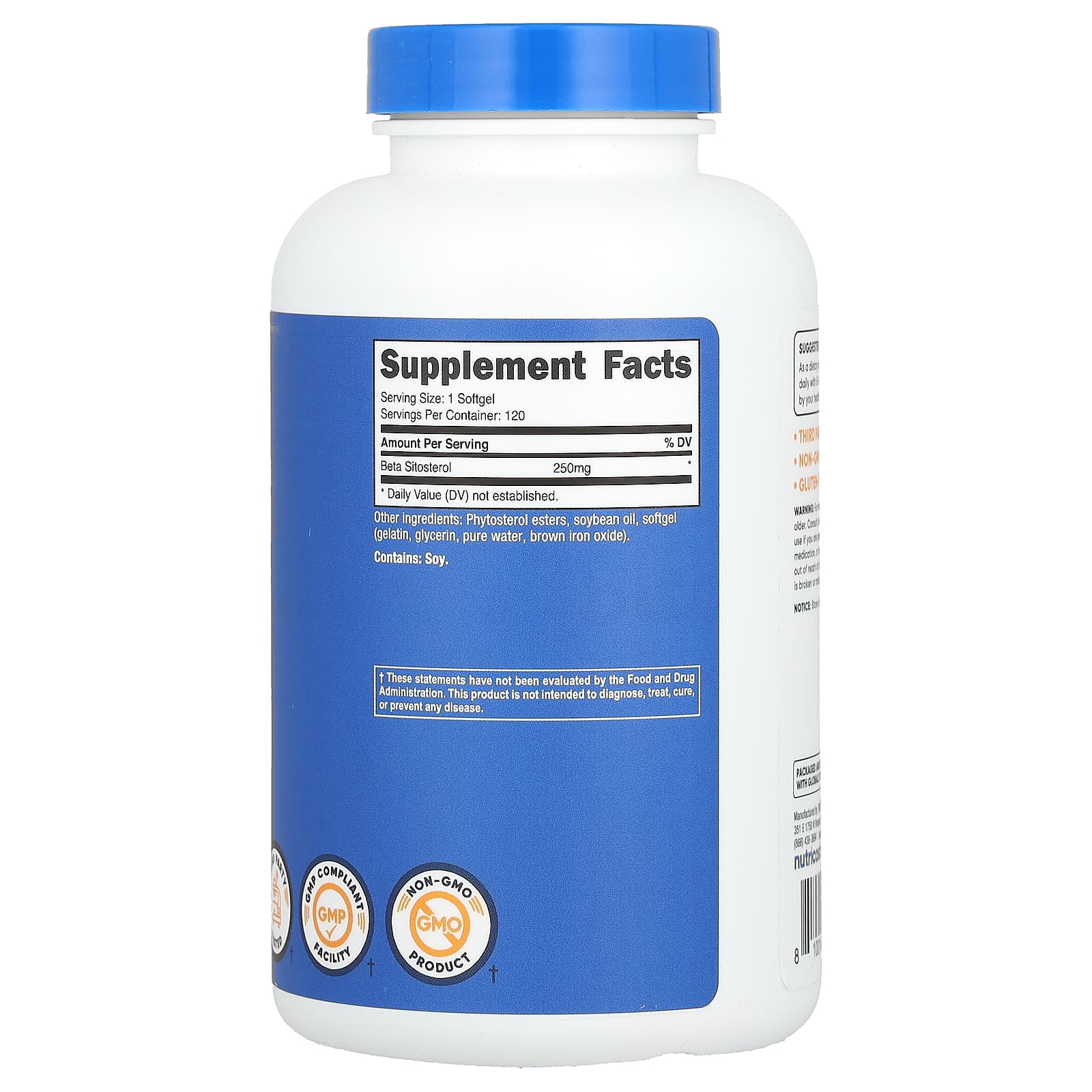 Nutricost, Beta Sitosterol, 250 mg, 120 Softgels - Image 2