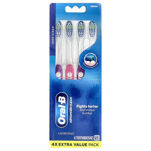 Oral-B, Advanced Clean Toothbrush, Medium, 4 Pack - Image 1