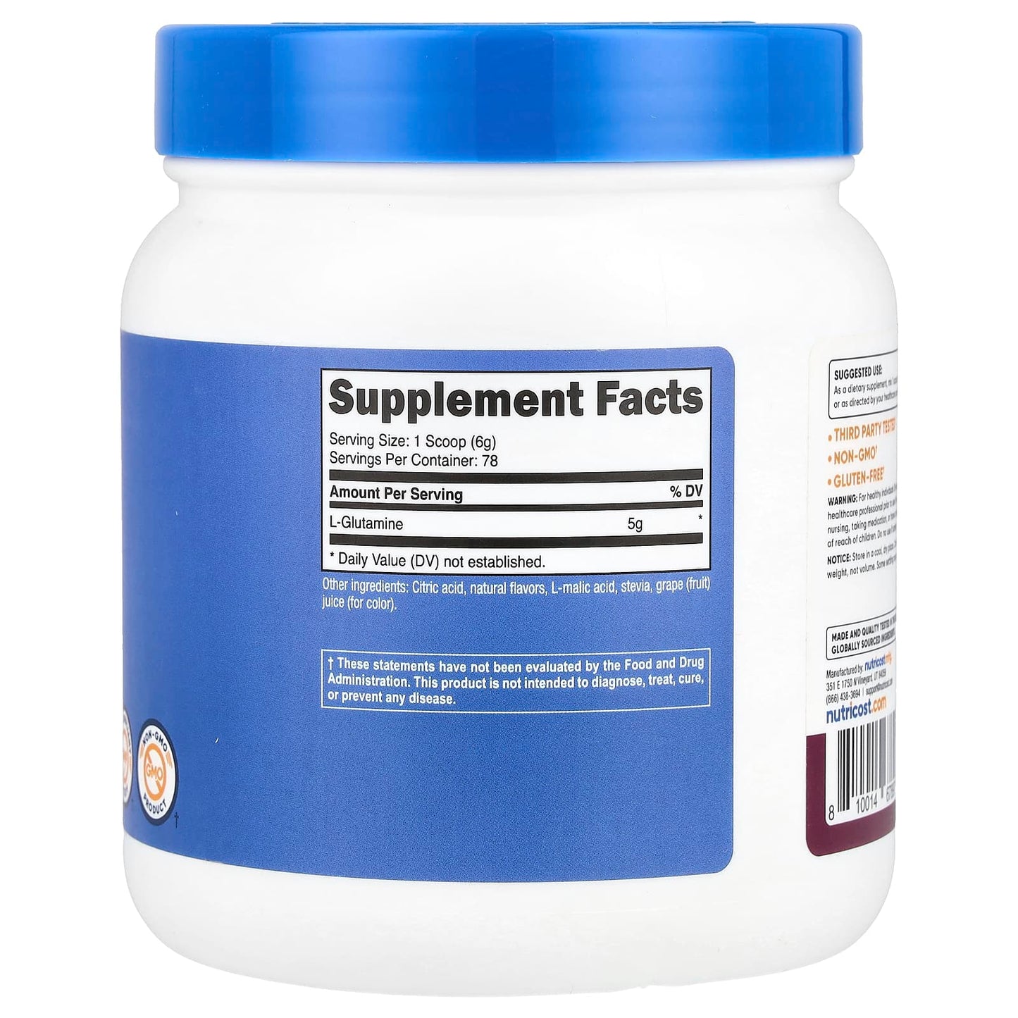 Nutricost, L-Glutamine, Blackberry Lemonade, 17.9 oz (500 g) - Image 2