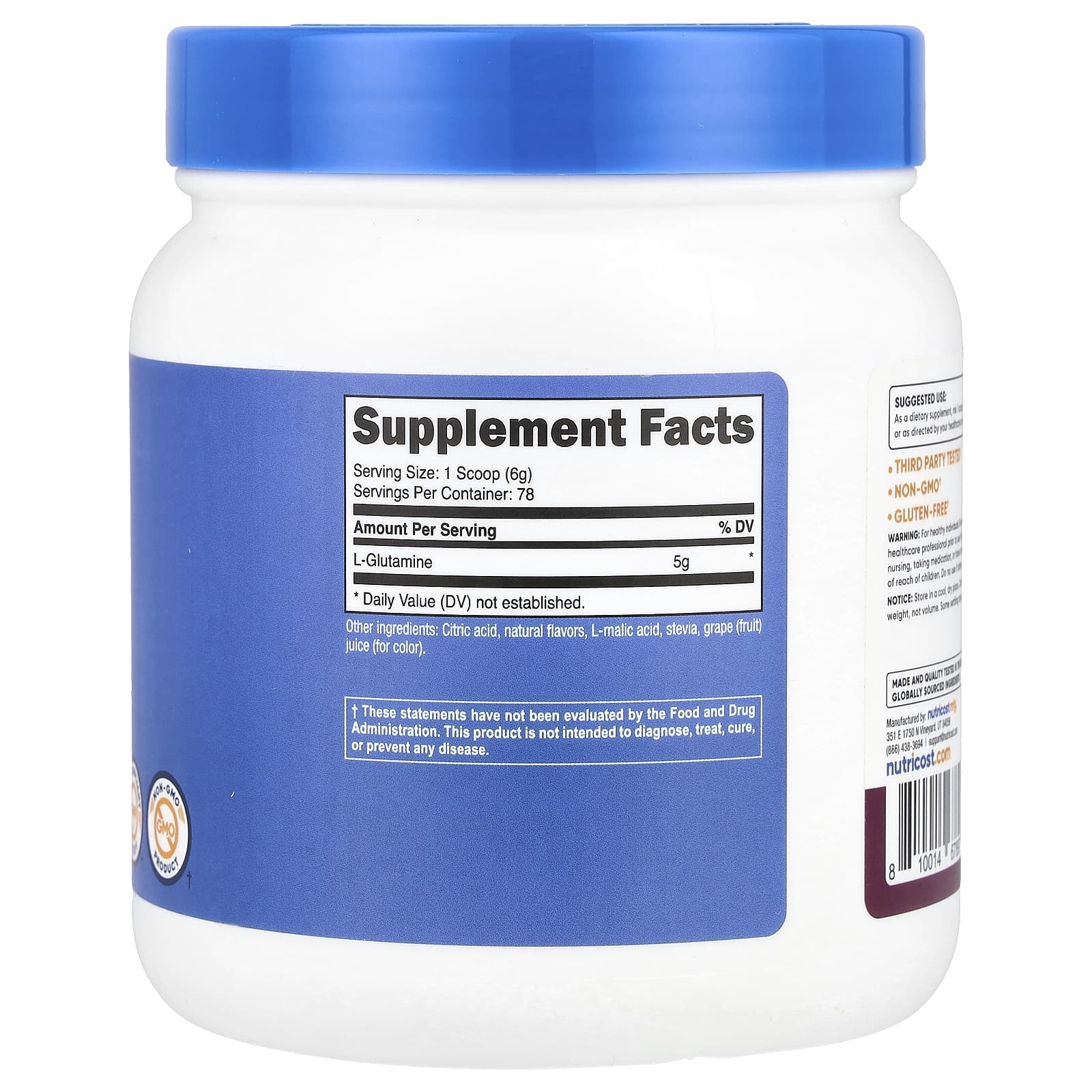 Nutricost, L-Glutamine, Blackberry Lemonade, 17.9 oz (500 g) - Image 2