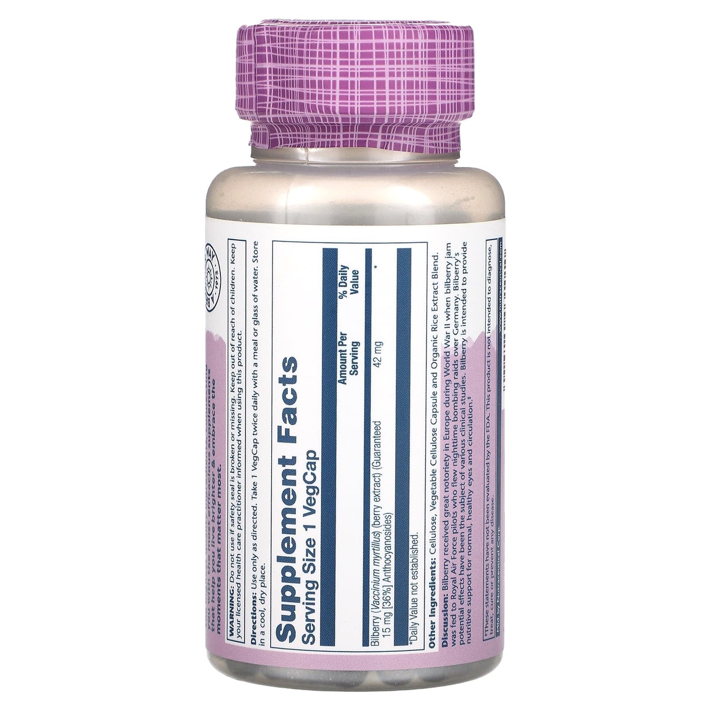 Solaray, Vital Extracts, Bilberry, 42 mg, 120 VegCaps - Image 2