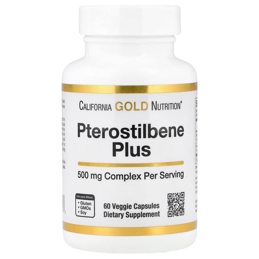 California Gold Nutrition Pterostilbene Plus with Wild Blueberry - 60 Veggie Capsules - Image 1