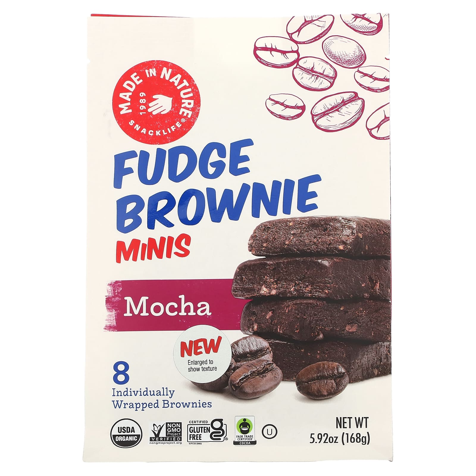 Made in Nature, Fudge Brownie Minis, Mocha, 8 Brownies, 5.92 oz (168 g) - Image 1
